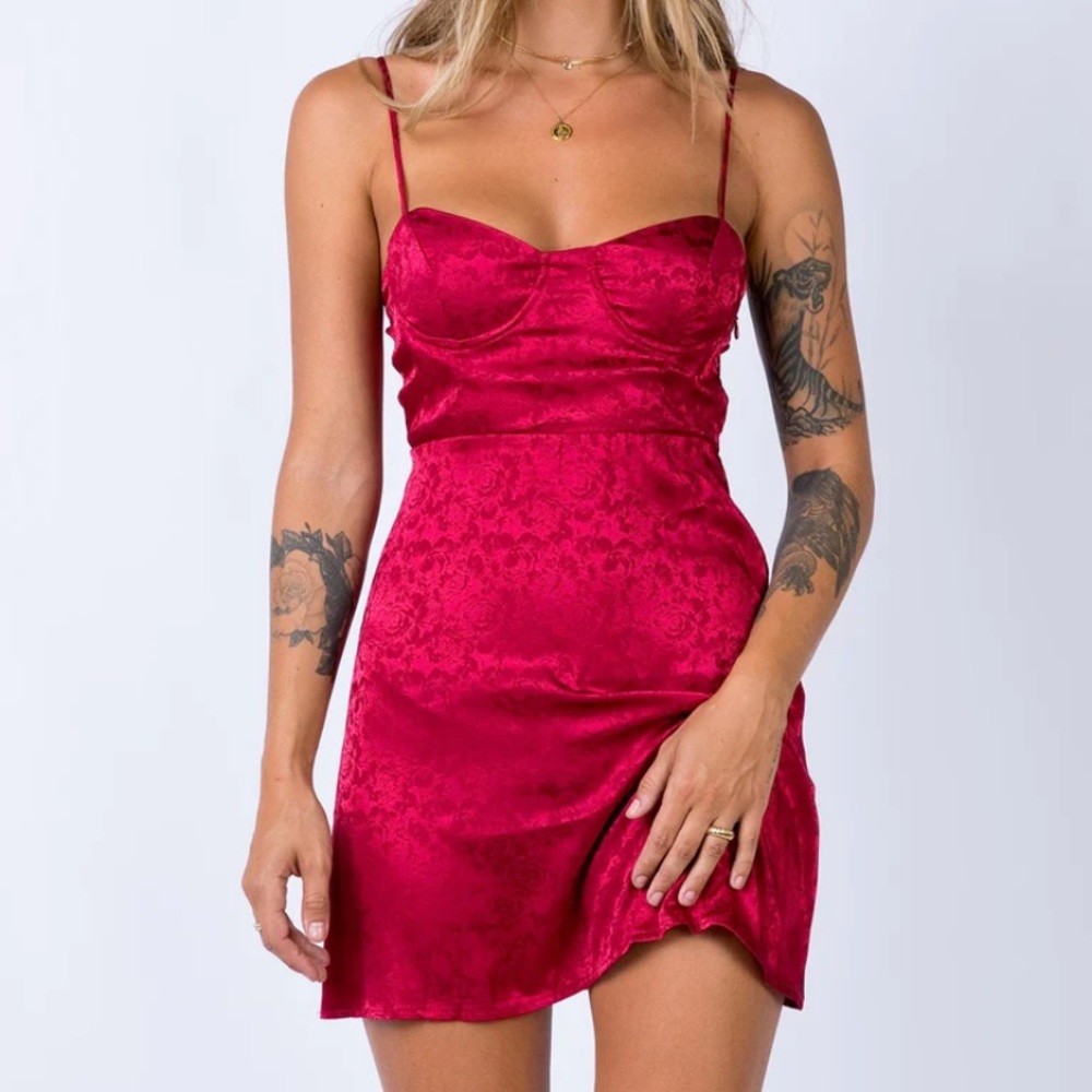 Princess Polly DIVA MINI DRESS DEEP RED Size US 0/AU 4 New with tags